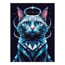 Crystal Cat Geometric Vector Art Poster