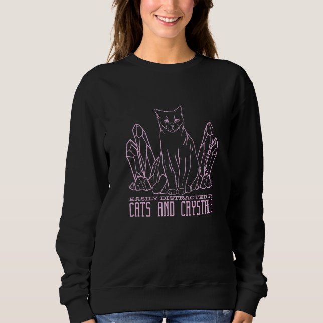 Crystal Cat Pastel Goth Sweatshirt (Vorderseite)