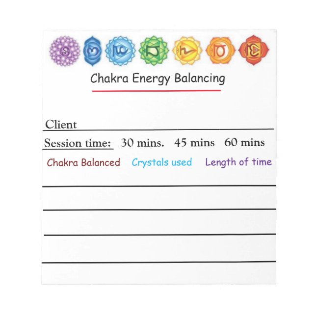 Crystal Chakra Balancing Pad Notizblock (Vorderseite)