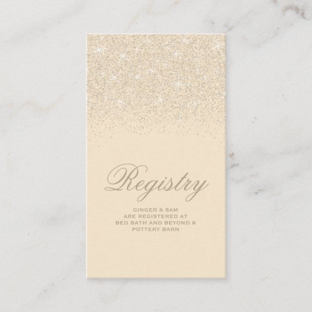 Crystal Champagne Glitzer Wedding Registry Card Begleitkarte (Vorderseite)