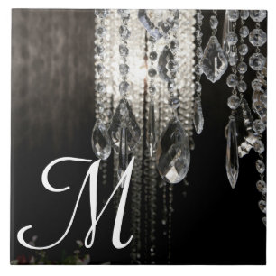 Crystal Chandelier Chic Glas Monogram Display Tile Fliese
