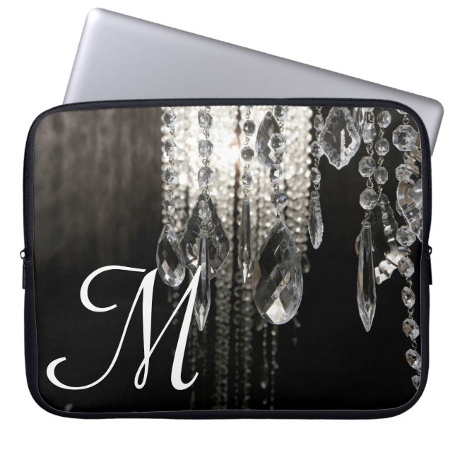 Crystal Chandelier Chic Monogram 15" Laptop Case (Vorderseite)