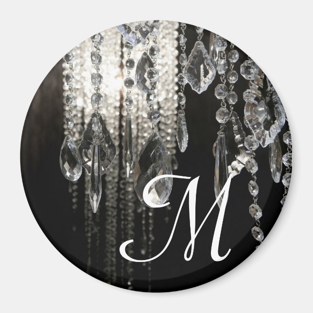 Crystal Chandelier Chic Monogram Initial Magnet (Vorne)