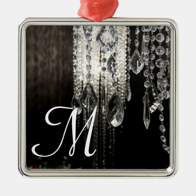 Crystal Chandelier Chic Monogram Initial Ornament Aus Metall (Vorne)