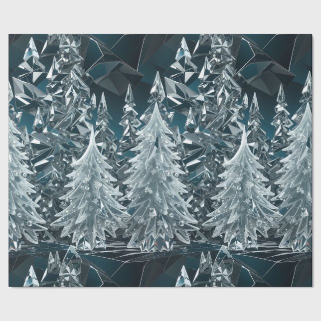 Crystal Christmas Tree Wrapping Paper Geschenkpapier (Saum)