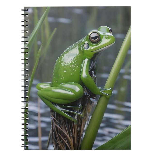 "Crystal Clarity: Green Glass Frog on River Reeds" Notizblock (Vorderseite)