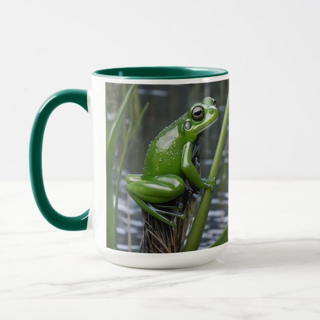 "Crystal Clarity: Green Glass Frog on River Reeds" Tasse (Links)