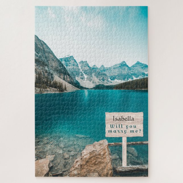 Crystal Clear Blue Mountain Lake Marry Me Puzzle (Vertikal)
