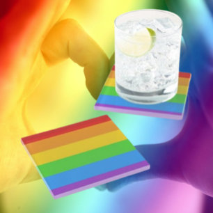 Crystal Clear Pride: Regenbogenflagge Glasuntersetzer