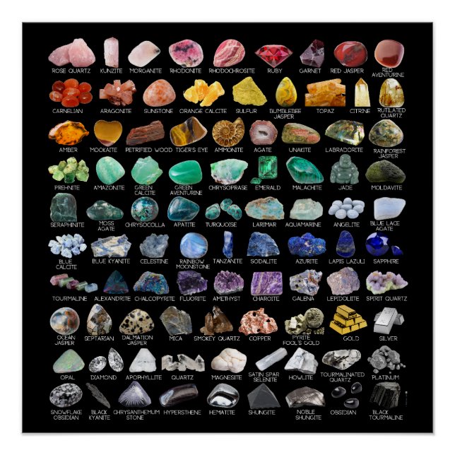 Crystal Collection Rainbow Rocks Geology Square Poster (Vorderseite)