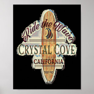 Crystal Cove Surfen Distressed Vintage Retro Surf Poster