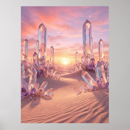 Crystal Desert Sunset Fantasy Art Poster