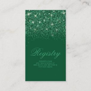Crystal Emerald Glitzer Wedding Registry Card Begleitkarte