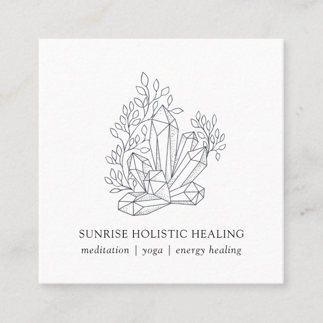 Crystal Energy Healing Wellness Business Card Quadratische Visitenkarte (Vorderseite)
