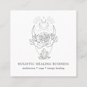 Crystal Energy Healing Wellness Business Card Quadratische Visitenkarte
