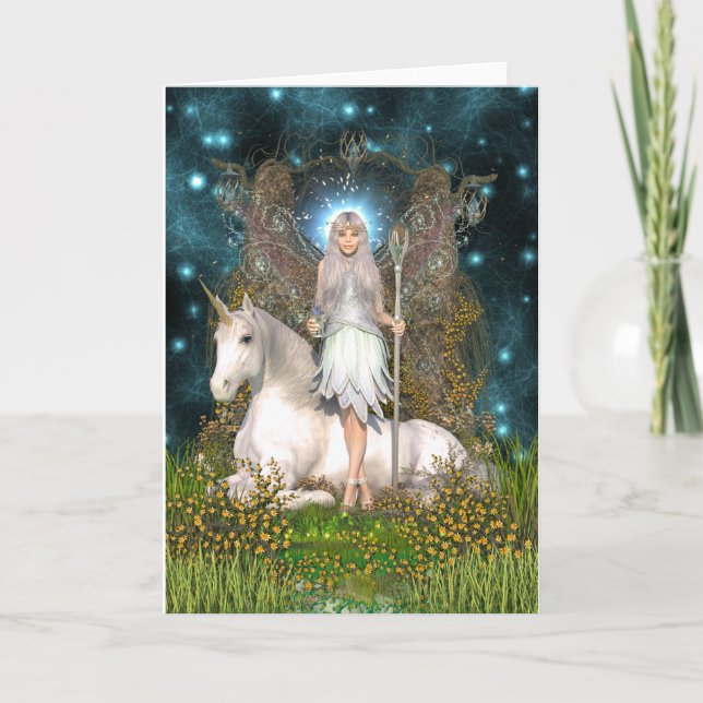 Crystal Fairy & Unicorn Card Karte (Vorderseite)