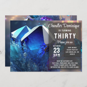 Crystal Gemstone September Virgo Sapphire Geburtst Einladung