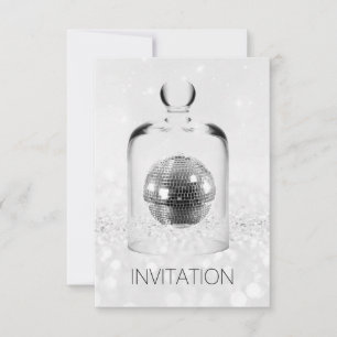 Crystal Globe Night Club Party Silver Gran Glitzer Einladung