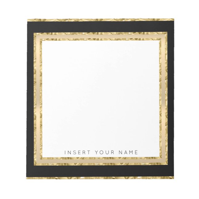 Crystal Gold Black Personalisiert Notepad 5,5" x 6 Notizblock (Vorderseite)