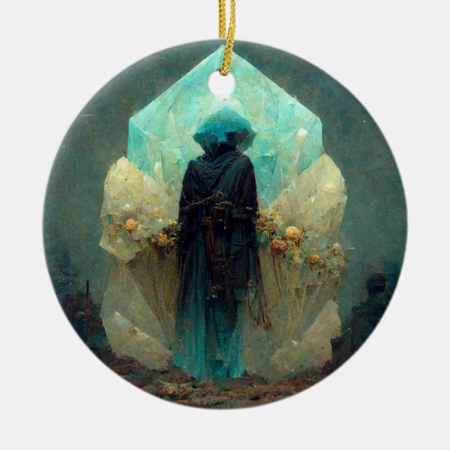 Crystal Guardian Alien SciFi Fantasy Keramik Ornament (Vorne)