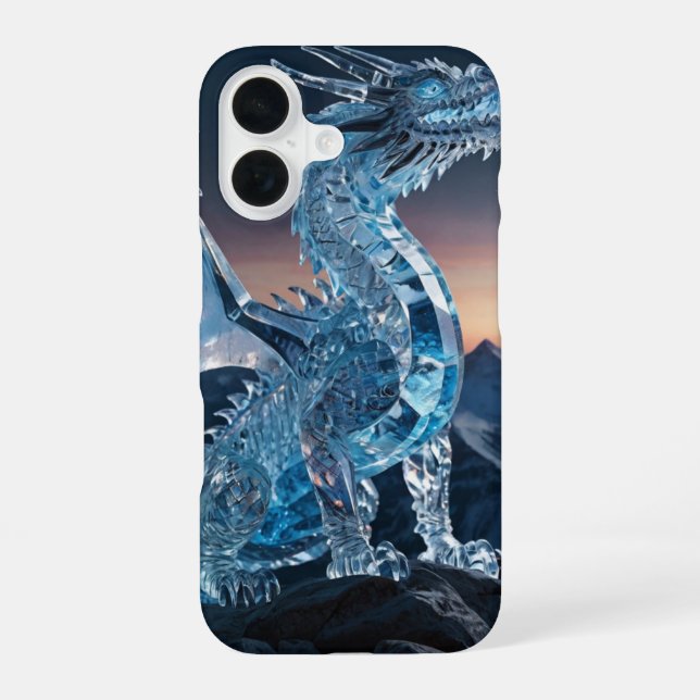 Crystal Ice Dragon iPhone 16 Hülle (Rückseite)