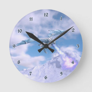 Crystal Ice Dragon Runde Wanduhr