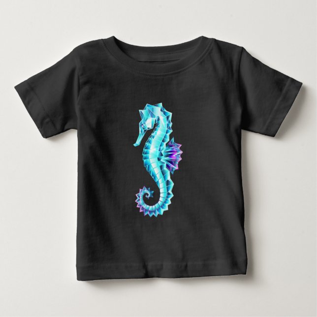 Crystal Ice Seepferd auf blauem Hintergrund Baby T-shirt (Vorderseite)