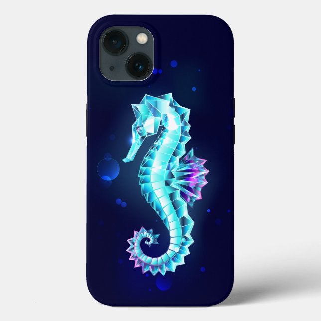 Crystal Ice Seepferd auf blauem Hintergrund Case-Mate iPhone Hülle (Rückseite)