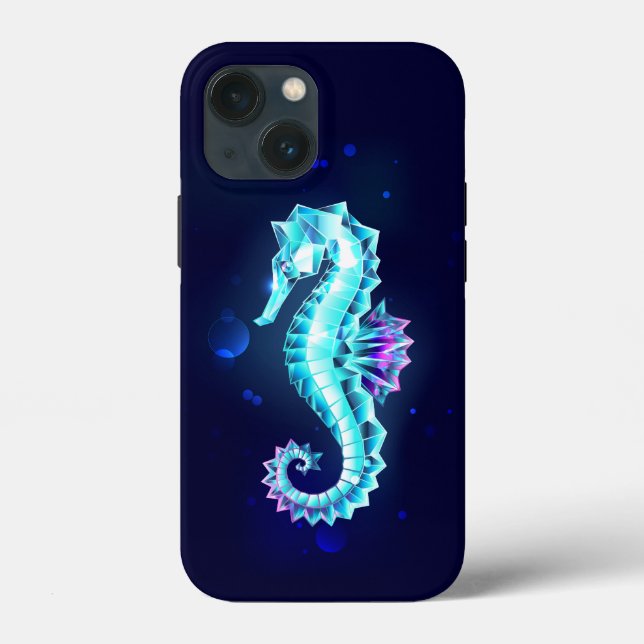 Crystal Ice Seepferd auf blauem Hintergrund Case-Mate iPhone Hülle (Rückseite)