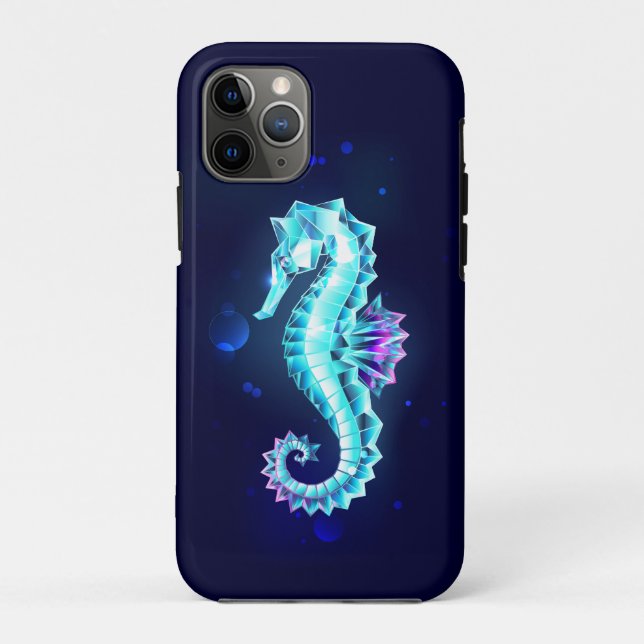 Crystal Ice Seepferd auf blauem Hintergrund Case-Mate iPhone Hülle (Rückseite)