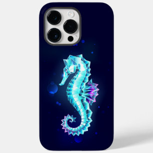 Crystal Ice Seepferd auf blauem Hintergrund Case-Mate iPhone 14 Pro Max Hülle
