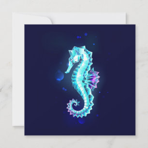 Crystal Ice Seepferd auf blauem Hintergrund Dankeskarte