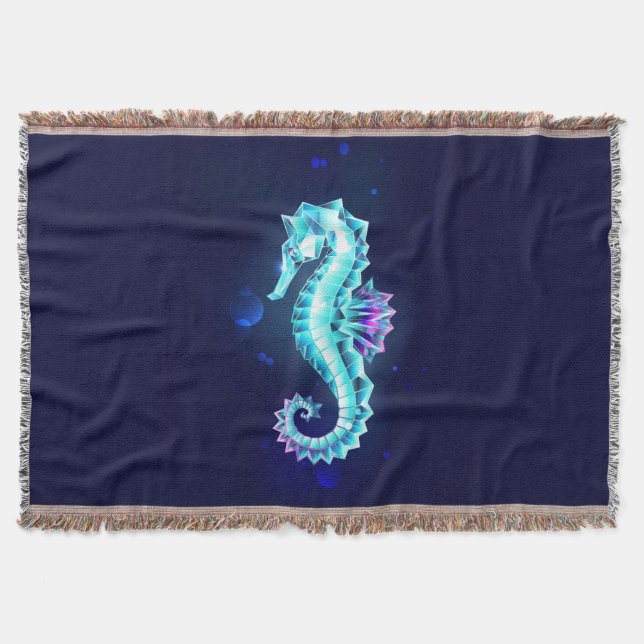Crystal Ice Seepferd auf blauem Hintergrund Decke (Vorderseite)