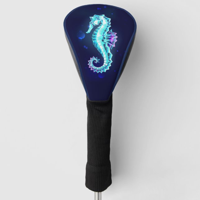Crystal Ice Seepferd auf blauem Hintergrund Golf Headcover (Vorderseite)