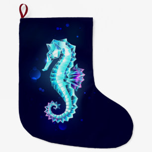 Crystal Ice Seepferd auf blauem Hintergrund Großer Weihnachtsstrumpf