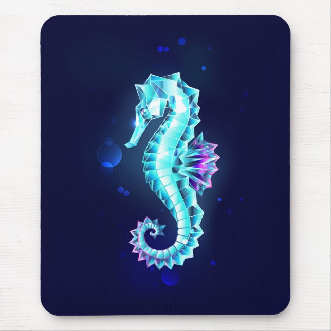 Crystal Ice Seepferd auf blauem Hintergrund Mousepad (Vorne)