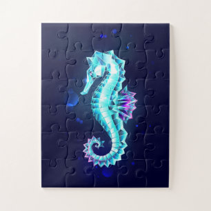 Crystal Ice Seepferd auf blauem Hintergrund Puzzle