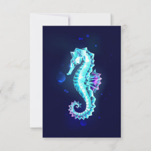 Crystal Ice Seepferd auf blauem Hintergrund Save The Date