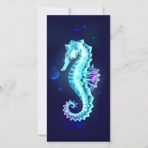 Crystal Ice Seepferd auf blauem Hintergrund Save The Date