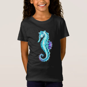 Crystal Ice Seepferd auf blauem Hintergrund T-Shirt