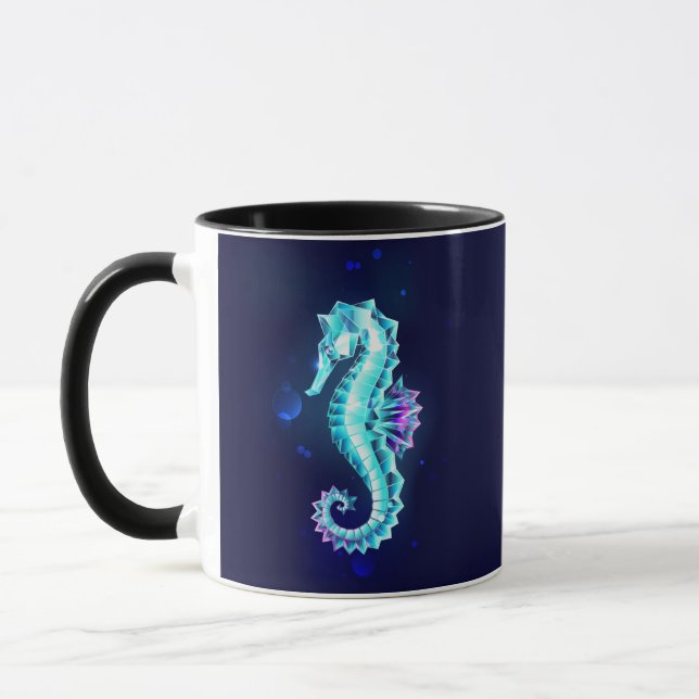 Crystal Ice Seepferd auf blauem Hintergrund Tasse (Links)