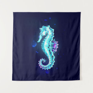 Crystal Ice Seepferd auf blauem Hintergrund Wandteppich