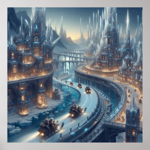 Crystal Ice World Fantasy Art Poster