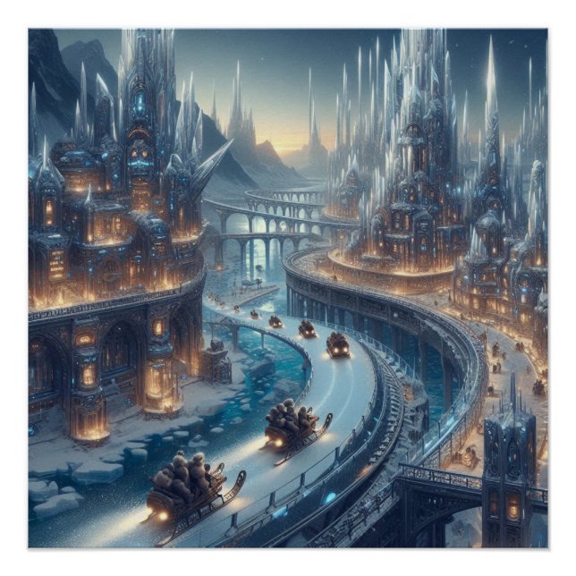 Crystal Ice World Fantasy Glossy Poster (Vorderseite)