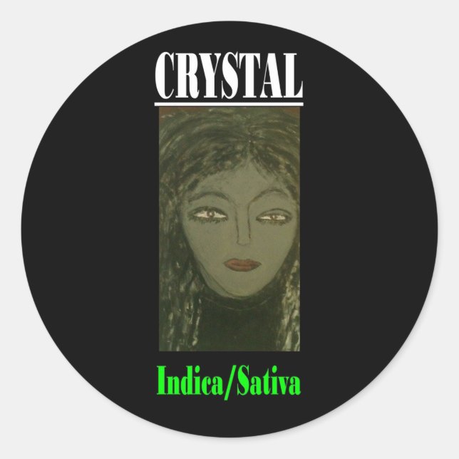 CRYSTAL INDICA SATIVA RUNDER AUFKLEBER (Vorderseite)