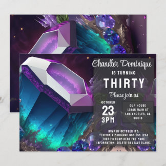 Crystal Jewel Tone Alexandrite Gem June Birthday Einladung