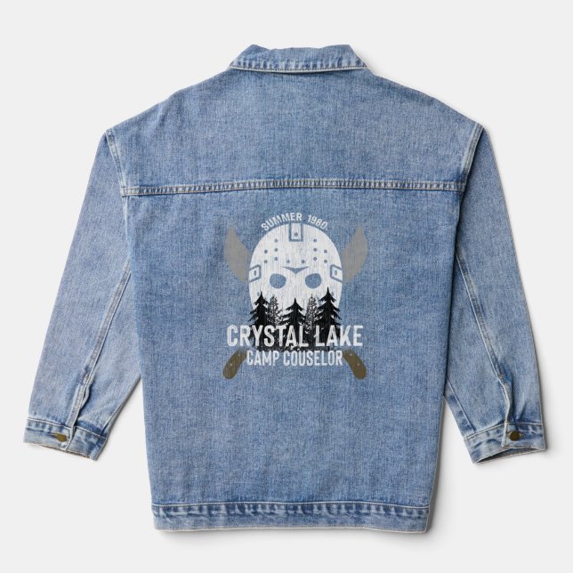 Crystal Lake Camp Counselor Horror Fans Hockey Jeansjacke (Rückseite)