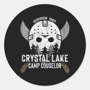 Crystal Lake Camp Counselor Horror Fans Hockey Runder Aufkleber