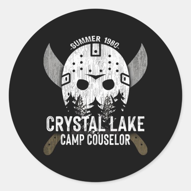 Crystal Lake Camp Counselor Horror Fans Hockey Runder Aufkleber (Vorderseite)