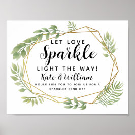 Crystal leaf wedding sparkler senden off wedding poster